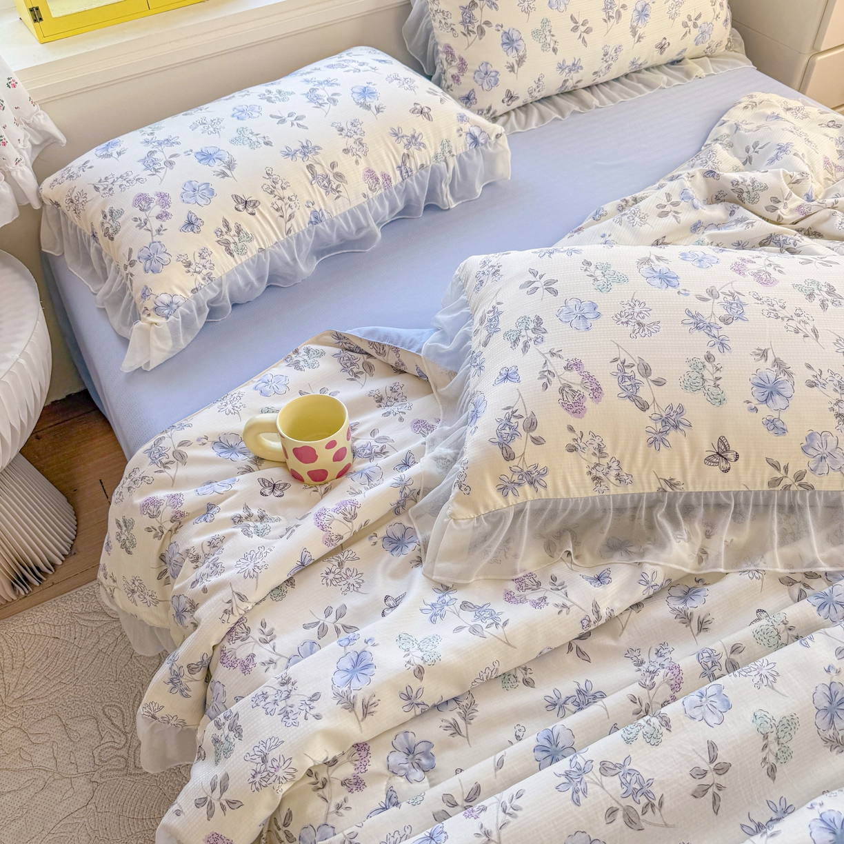 91家纺网 家纺一手货源 找家纺 （总）赛丽雅 2026新款美人纱法式花边夏被四件套凉感冰丝提花单双人夏被系列夏凉被空调被