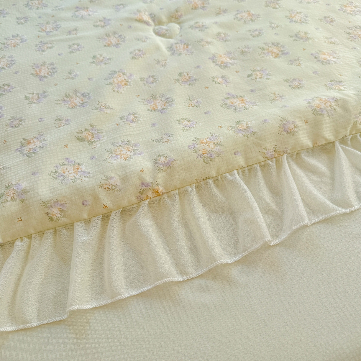 91家纺网 家纺一手货源 找家纺 赛丽雅 2026新款美人纱法式花边夏被四件套凉感冰丝提花单双人夏被系列夏凉被空调被 柠绿