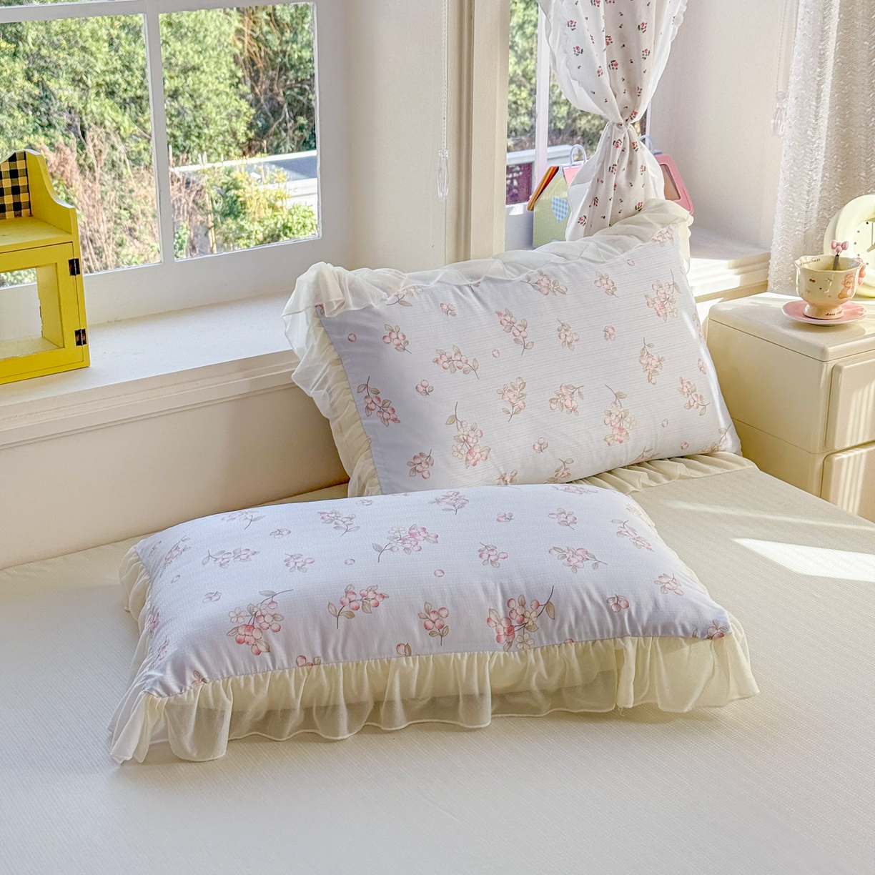 91家纺网 家纺一手货源 找家纺 赛丽雅 2026新款美人纱法式花边夏被四件套凉感冰丝提花单双人夏被系列夏凉被空调被 朵朵