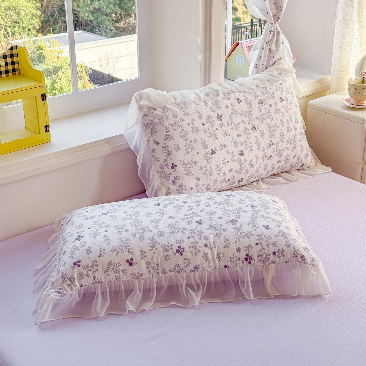 91家纺网 家纺一手货源 找家纺 赛丽雅 2026新款美人纱法式花边夏被四件套凉感冰丝提花单双人夏被系列夏凉被空调被 紫影