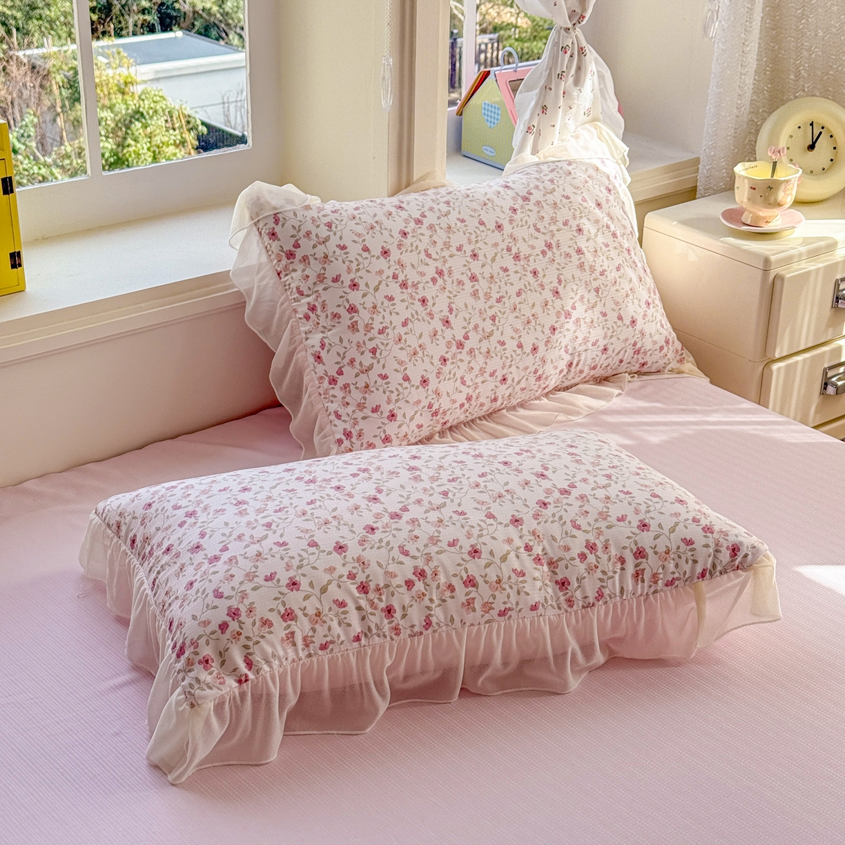 91家纺网 家纺一手货源 找家纺 赛丽雅 2026新款美人纱法式花边夏被四件套凉感冰丝提花单双人夏被系列夏凉被空调被 花楹