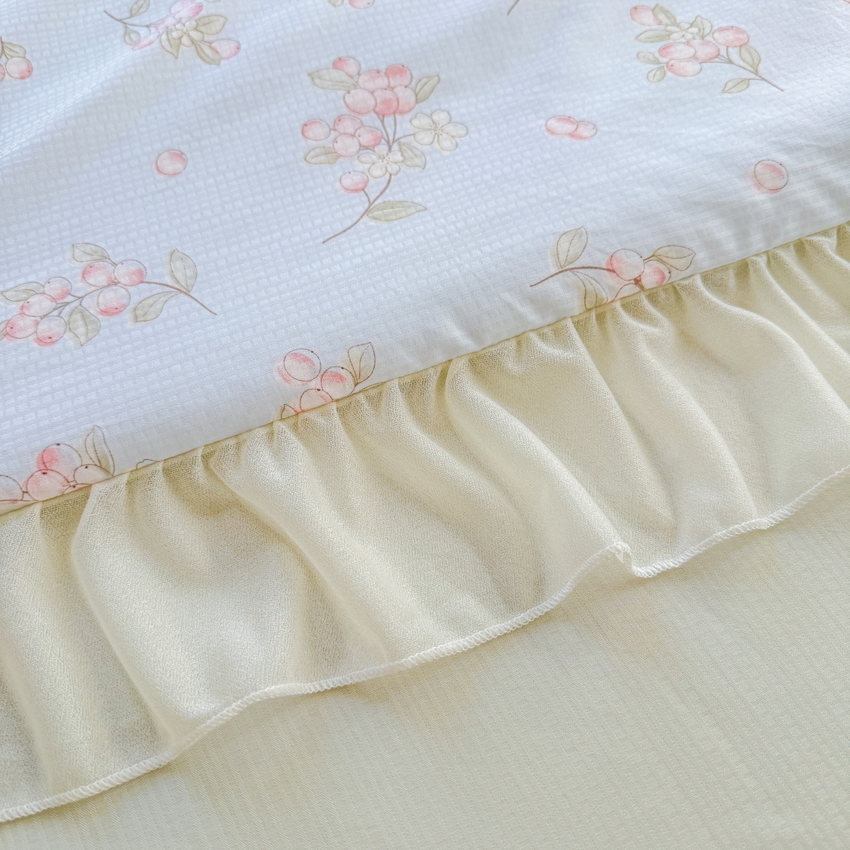 91家纺网 家纺一手货源 找家纺 赛丽雅 2026新款美人纱法式花边夏被四件套凉感冰丝提花单双人夏被系列夏凉被空调被 朵朵