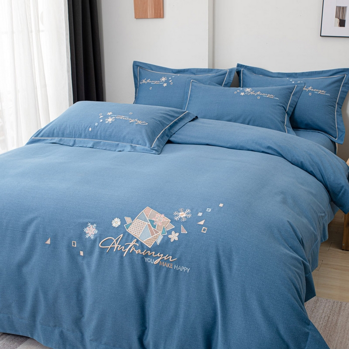 91家纺网 家纺一手货源 找家纺 （总）缘舒家纺 2025新款全棉加厚工艺款绣花磨毛四件套