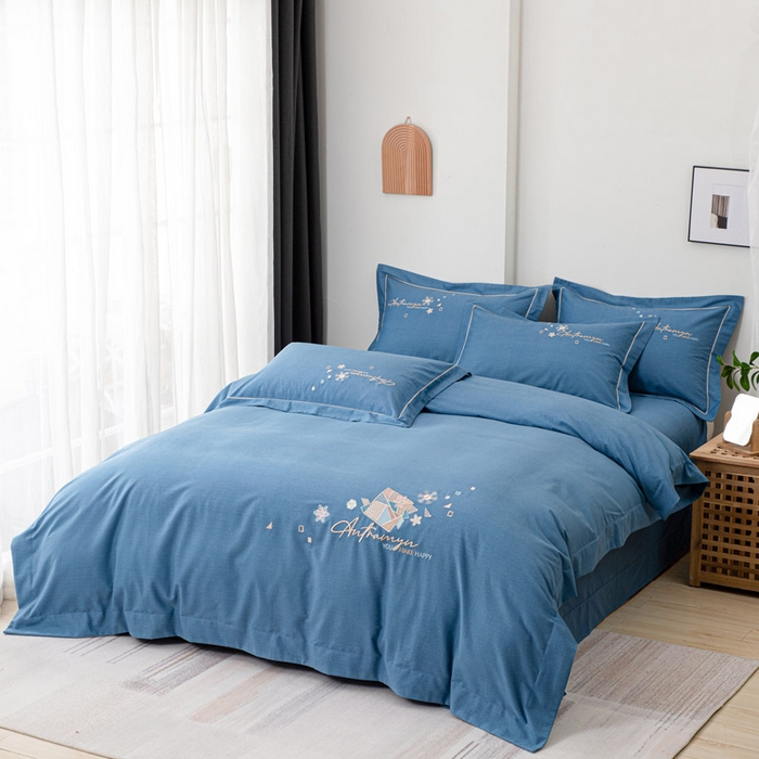 91家纺网 家纺一手货源 找家纺 （总）缘舒家纺 2025新款全棉加厚工艺款绣花磨毛四件套