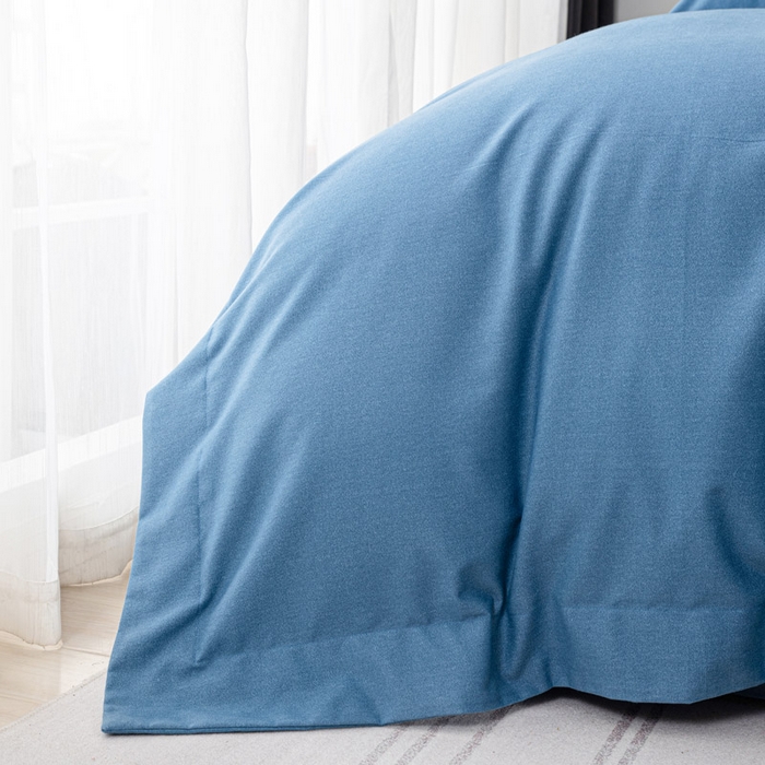 91家纺网 家纺一手货源 找家纺 缘舒家纺 2025新款全棉加厚工艺款绣花磨毛四件套 雪国春语-宝蓝