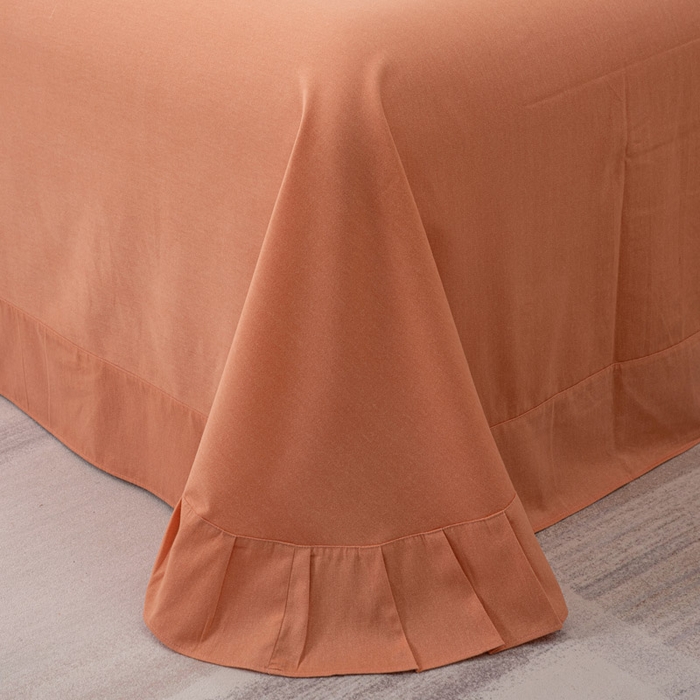 91家纺网 家纺一手货源 找家纺 缘舒家纺 2025新款全棉加厚工艺款绣花磨毛四件套 自由格调-橘色