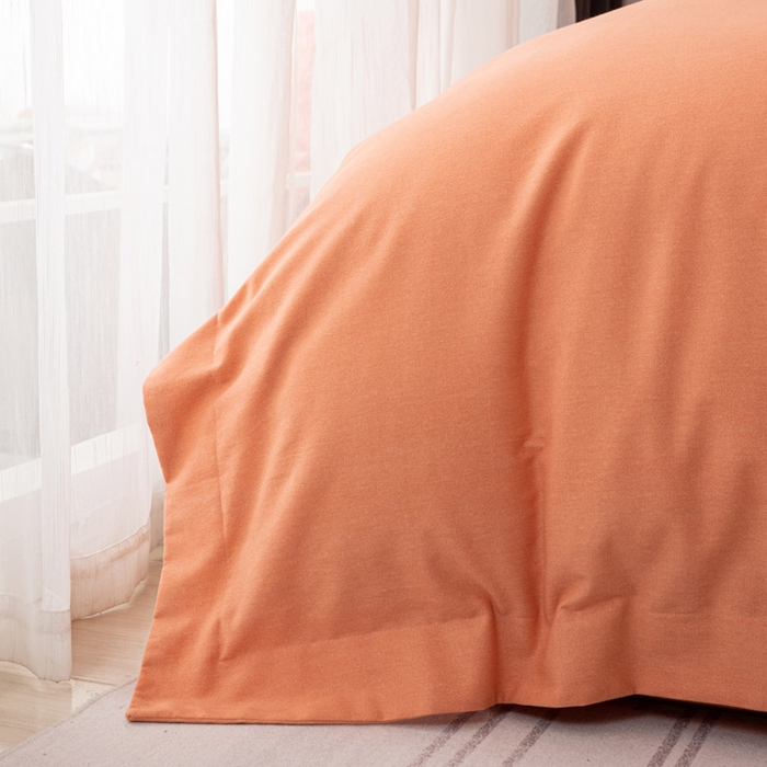 91家纺网 家纺一手货源 找家纺 缘舒家纺 2025新款全棉加厚工艺款绣花磨毛四件套 自由格调-橘色