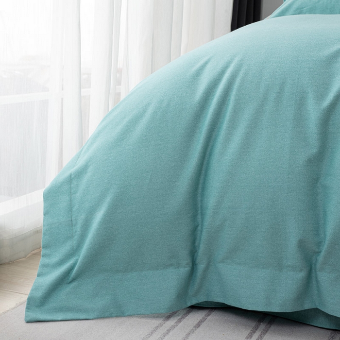 91家纺网 家纺一手货源 找家纺 缘舒家纺 2025新款全棉加厚工艺款绣花磨毛四件套 雪国春语-浅绿