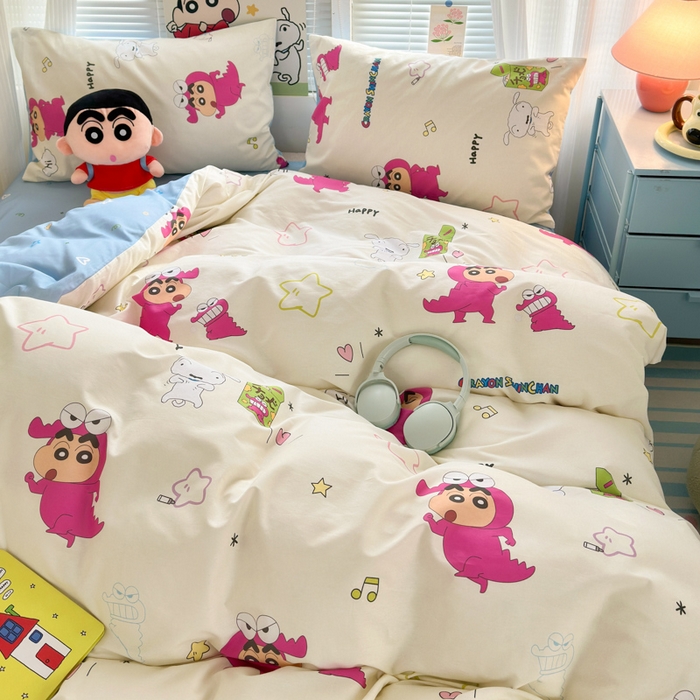 91家纺网 家纺一手货源 找家纺 （总）曼之夏 2026新款全棉卡通印花四件套系列-蜡笔小新