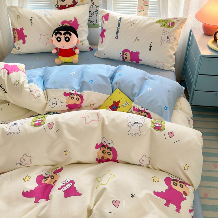 91家纺网 家纺一手货源 找家纺 （总）曼之夏 2026新款全棉卡通印花四件套系列-蜡笔小新