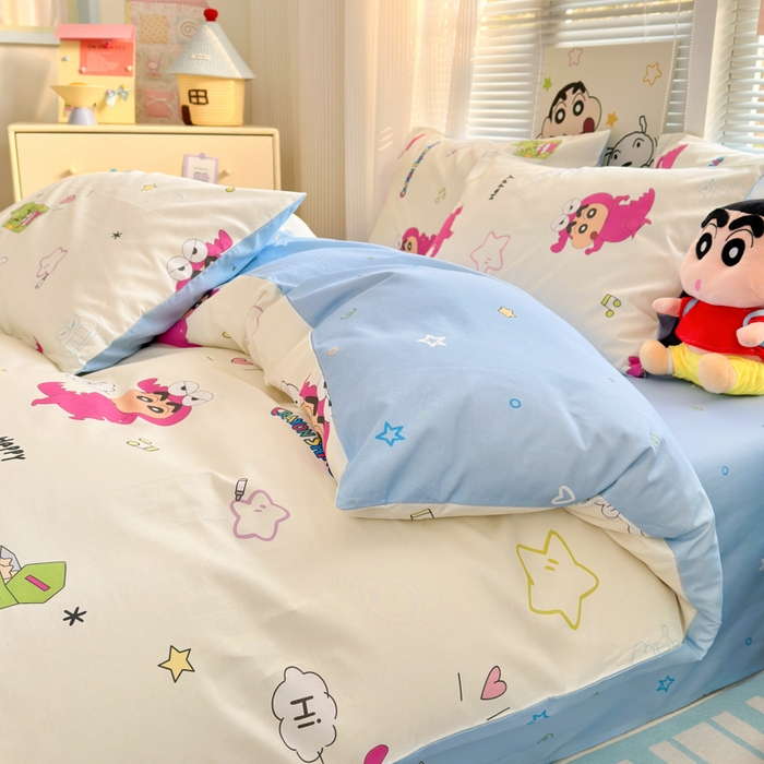 91家纺网 家纺一手货源 找家纺 （总）曼之夏 2026新款全棉卡通印花四件套系列-蜡笔小新