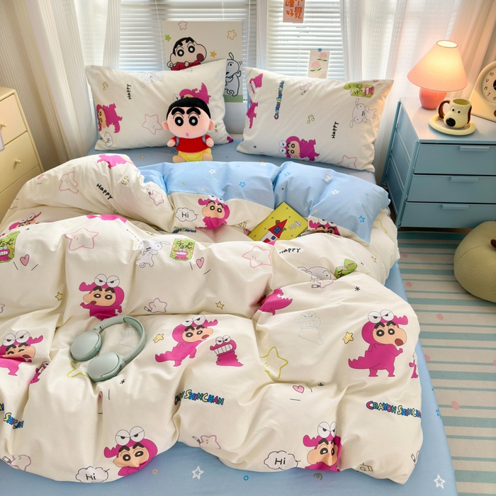 91家纺网 家纺一手货源 找家纺 （总）曼之夏 2026新款全棉卡通印花四件套系列-蜡笔小新