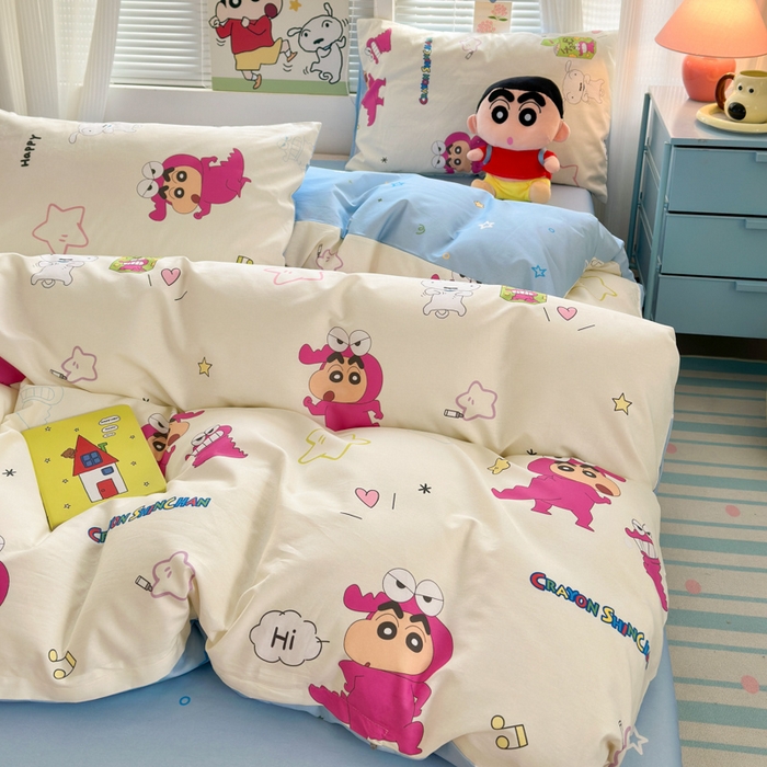 91家纺网 家纺一手货源 找家纺 （总）曼之夏 2026新款全棉卡通印花四件套系列-蜡笔小新