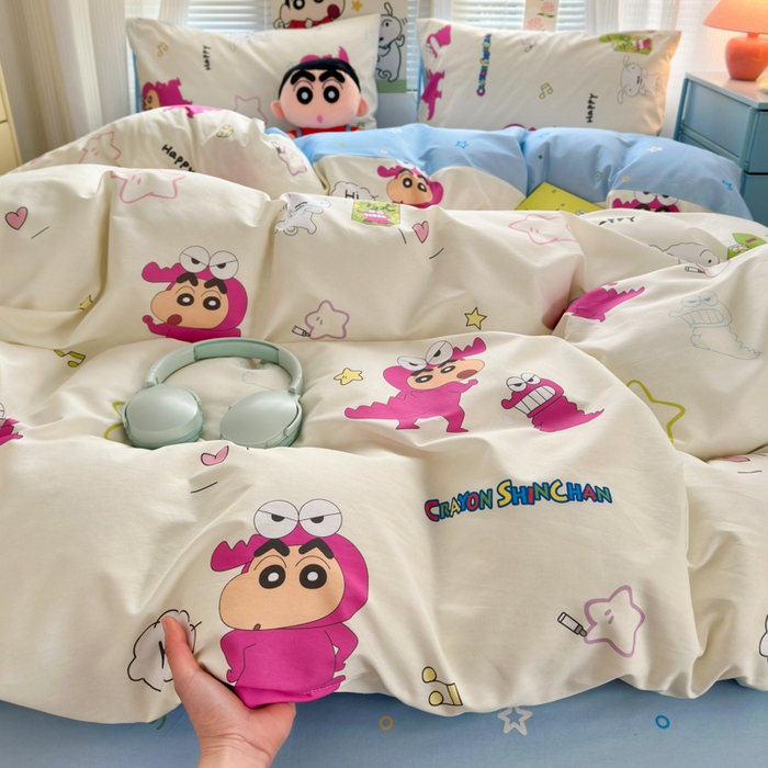 91家纺网 家纺一手货源 找家纺 （总）曼之夏 2026新款全棉卡通印花四件套系列-蜡笔小新