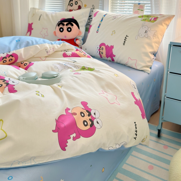 91家纺网 家纺一手货源 找家纺 （总）曼之夏 2026新款全棉卡通印花四件套系列-蜡笔小新