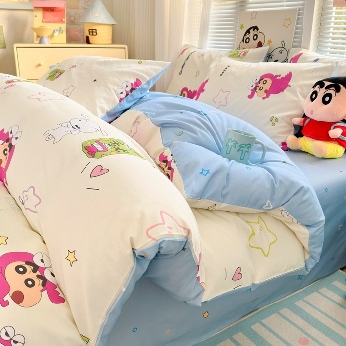 91家纺网 家纺一手货源 找家纺 （总）曼之夏 2026新款全棉卡通印花四件套系列-蜡笔小新