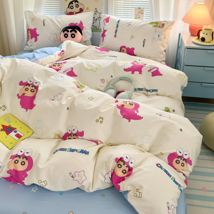 91家纺网 家纺一手货源 找家纺 （总）曼之夏 2026新款全棉卡通印花四件套系列-蜡笔小新