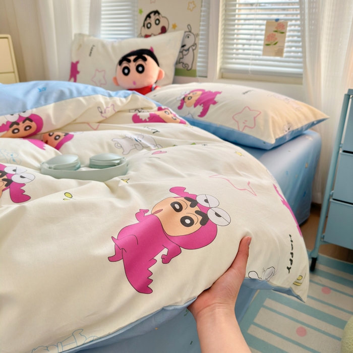 91家纺网 家纺一手货源 找家纺 （总）曼之夏 2026新款全棉卡通印花四件套系列-蜡笔小新