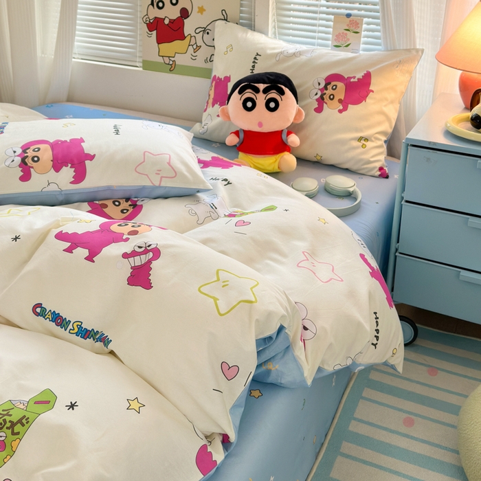 91家纺网 家纺一手货源 找家纺 （总）曼之夏 2026新款全棉卡通印花四件套系列-蜡笔小新