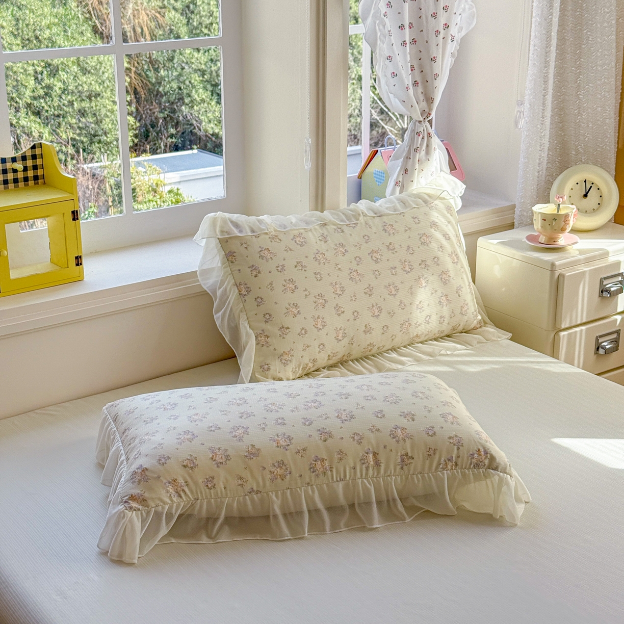 91家纺网 家纺一手货源 找家纺 赛丽雅 2026新款美人纱法式花边夏被四件套凉感冰丝提花单双人夏被系列夏凉被空调被 柠绿