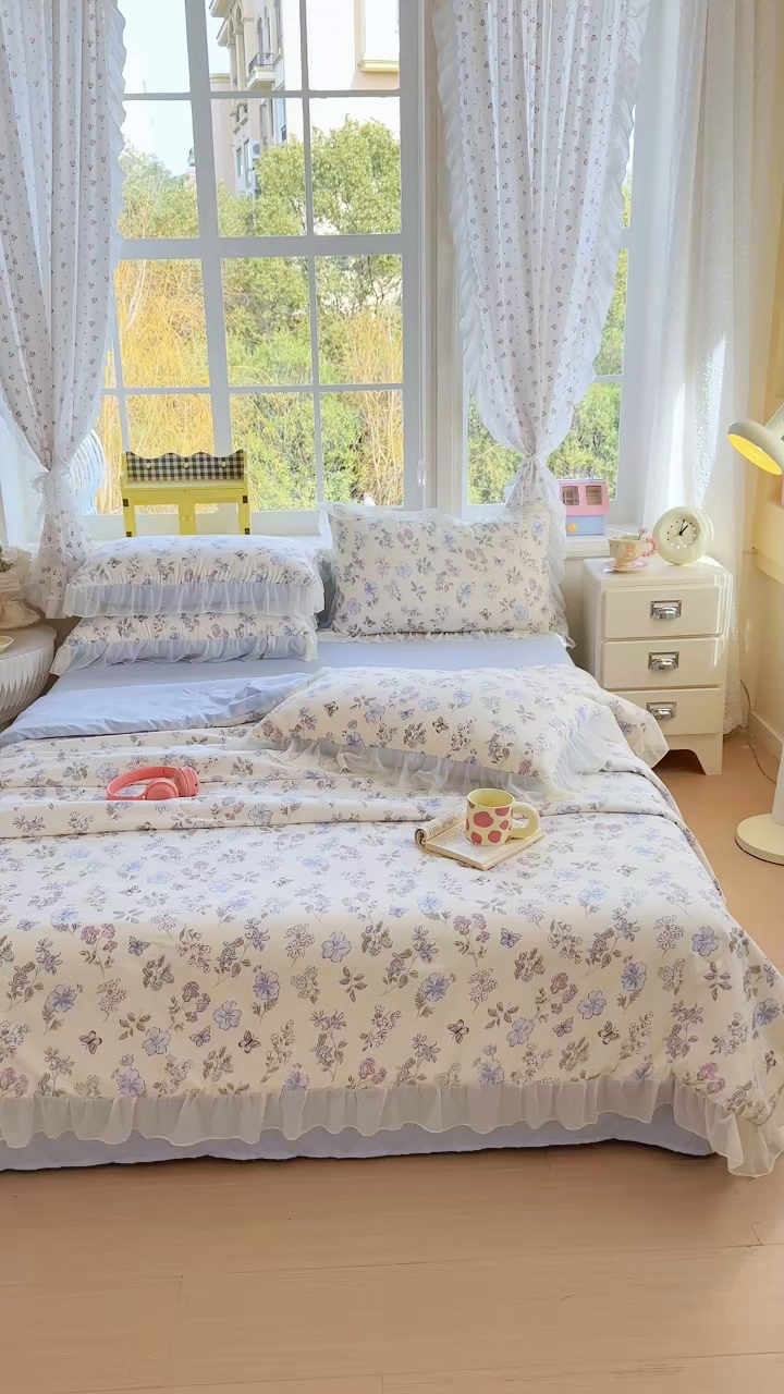 91家纺网 家纺一手货源 找家纺 （总）赛丽雅 2026新款美人纱法式花边夏被四件套凉感冰丝提花单双人夏被系列夏凉被空调被
