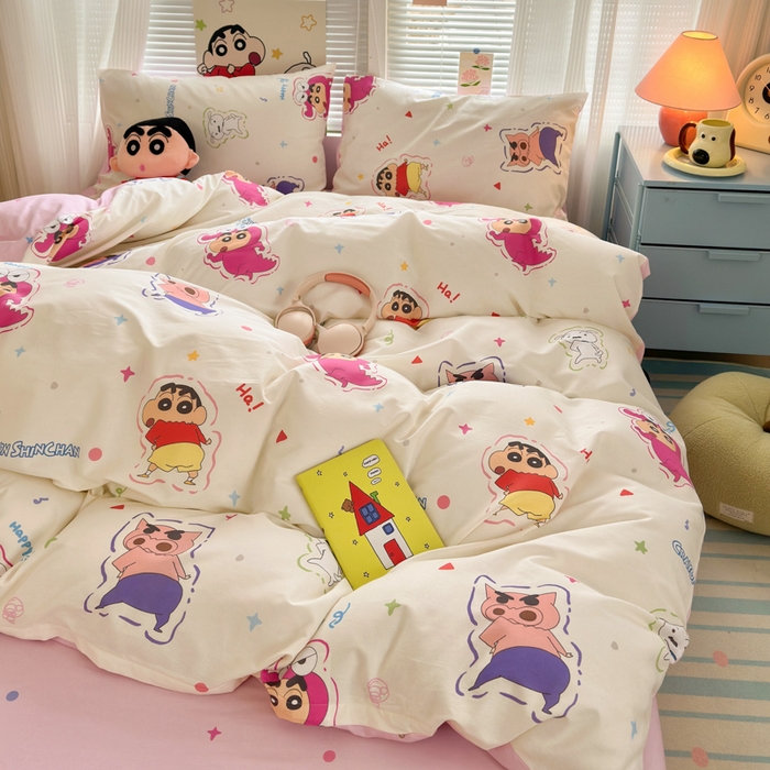 91家纺网 家纺一手货源 找家纺 曼之夏 2026新款全棉卡通印花四件套系列-蜡笔小新 可爱小新