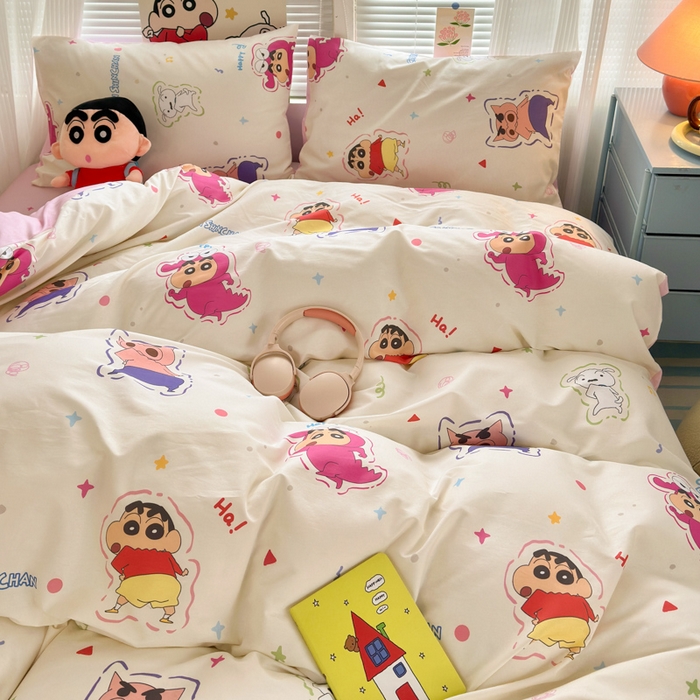 91家纺网 家纺一手货源 找家纺 曼之夏 2026新款全棉卡通印花四件套系列-蜡笔小新 可爱小新