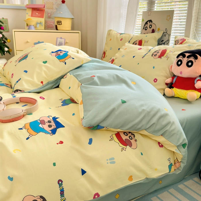 91家纺网 家纺一手货源 找家纺 曼之夏 2026新款全棉卡通印花四件套系列-蜡笔小新 萌萌小新