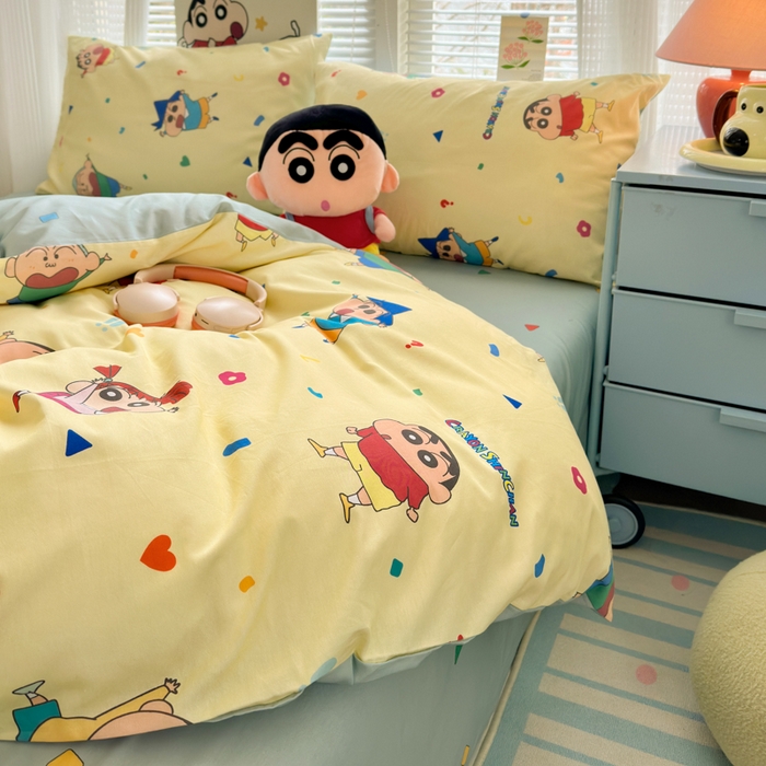 91家纺网 家纺一手货源 找家纺 曼之夏 2026新款全棉卡通印花四件套系列-蜡笔小新 萌萌小新