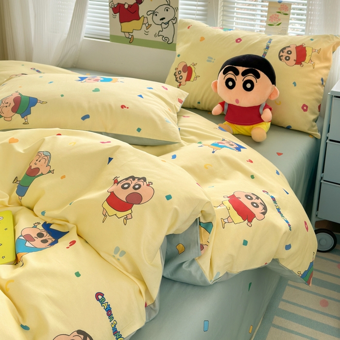 91家纺网 家纺一手货源 找家纺 曼之夏 2026新款全棉卡通印花四件套系列-蜡笔小新 萌萌小新