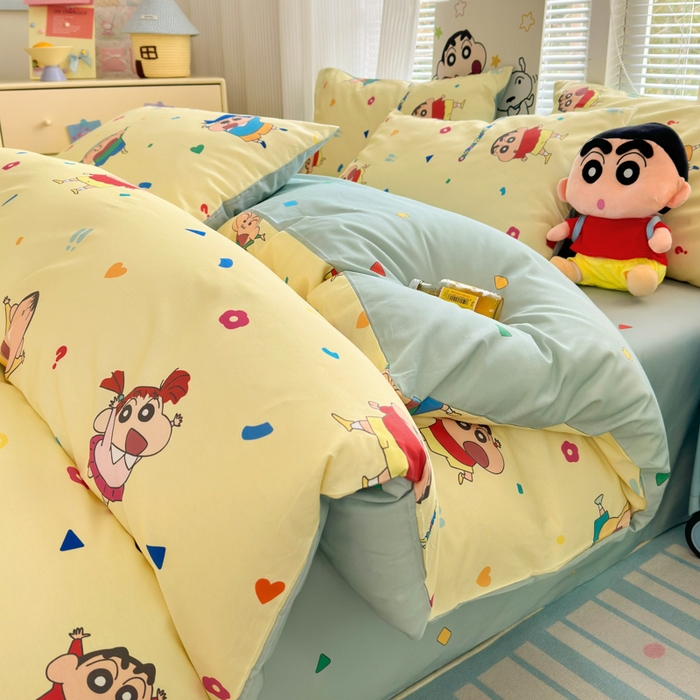 91家纺网 家纺一手货源 找家纺 曼之夏 2026新款全棉卡通印花四件套系列-蜡笔小新 萌萌小新