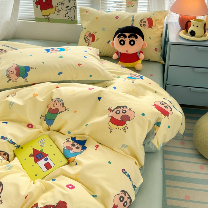 91家纺网 家纺一手货源 找家纺 曼之夏 2026新款全棉卡通印花四件套系列-蜡笔小新 萌萌小新