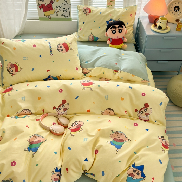91家纺网 家纺一手货源 找家纺 曼之夏 2026新款全棉卡通印花四件套系列-蜡笔小新 萌萌小新
