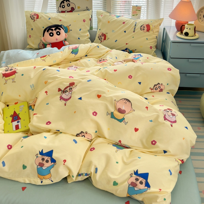 91家纺网 家纺一手货源 找家纺 曼之夏 2026新款全棉卡通印花四件套系列-蜡笔小新 萌萌小新