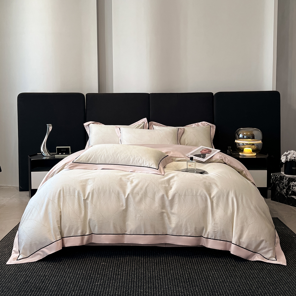 91家纺网 家纺一手货源 找家纺 （总）置顶家纺 2026新款亲肤数码印花拼角四件套凌枫