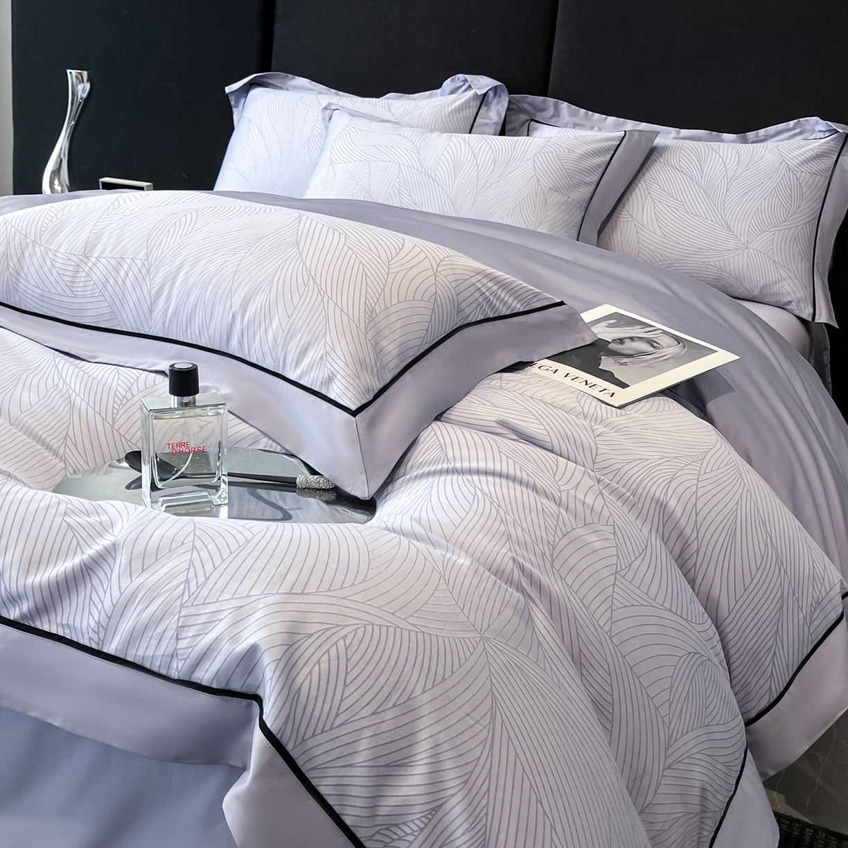 91家纺网 家纺一手货源 找家纺 置顶家纺 2026新款亲肤数码印花拼角四件套凌枫 凌枫-香芋紫