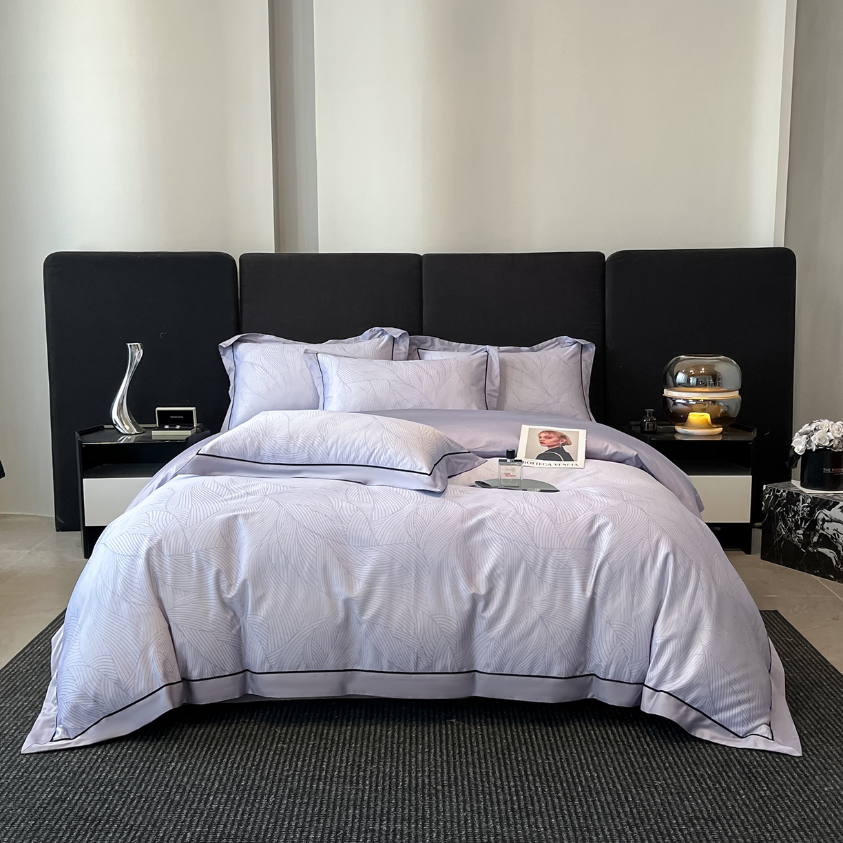 91家纺网 家纺一手货源 找家纺 置顶家纺 2026新款亲肤数码印花拼角四件套凌枫 凌枫-香芋紫