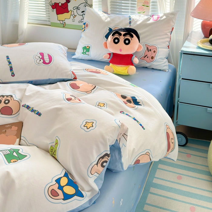 91家纺网 家纺一手货源 找家纺 曼之夏 2026新款全棉卡通印花四件套系列-蜡笔小新 趣味小新
