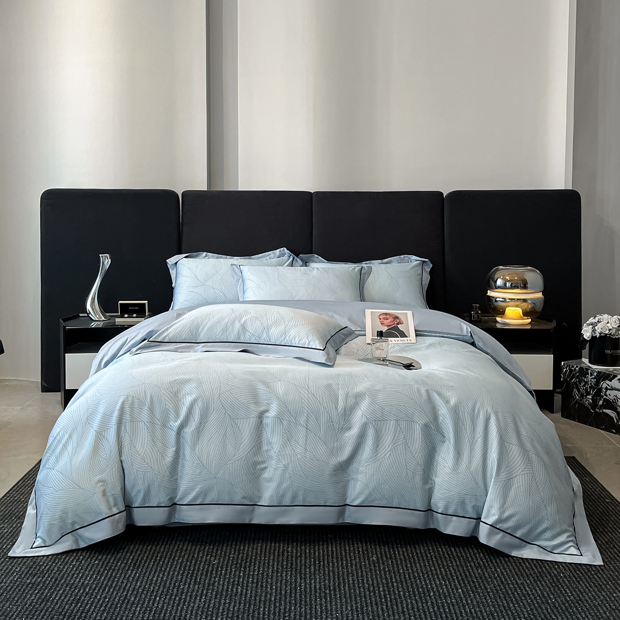 91家纺网 家纺一手货源 找家纺 置顶家纺 2026新款亲肤数码印花拼角四件套凌枫 凌枫-天蓝