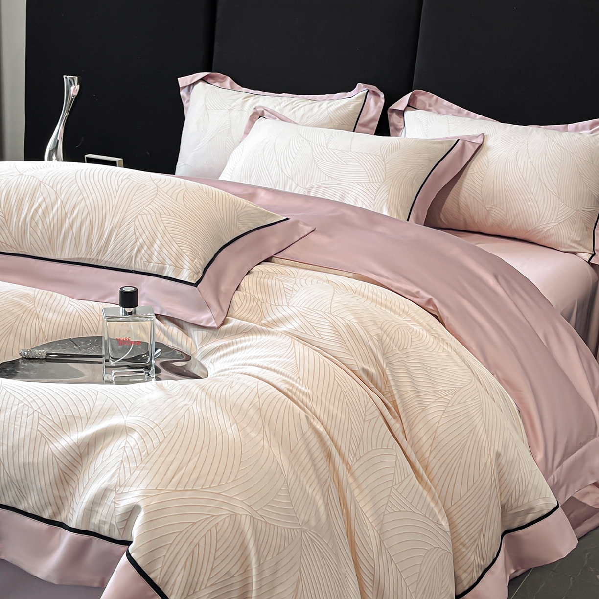 置顶家纺 2026新款亲肤数码印花拼角四件套凌枫 凌枫-浅豆沙