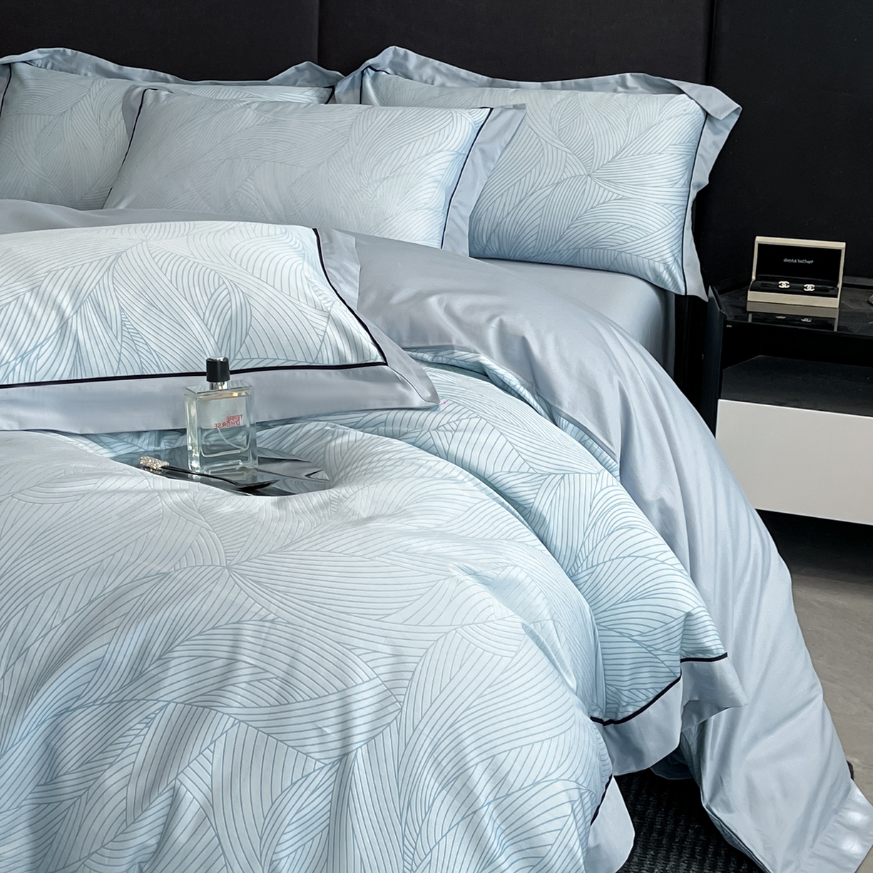 91家纺网 家纺一手货源 找家纺 置顶家纺 2026新款亲肤数码印花拼角四件套凌枫 凌枫-天蓝