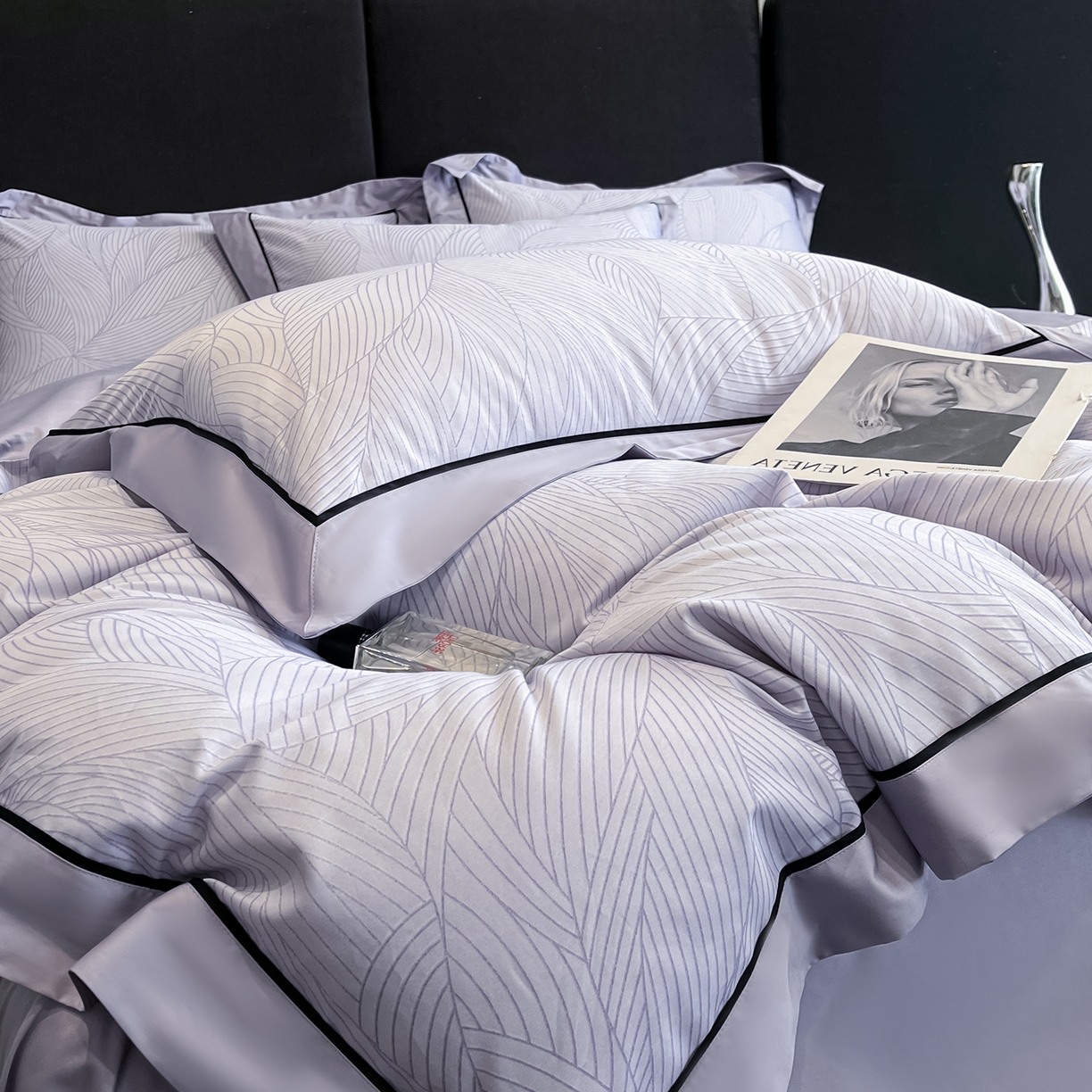 91家纺网 家纺一手货源 找家纺 置顶家纺 2026新款亲肤数码印花拼角四件套凌枫 凌枫-香芋紫