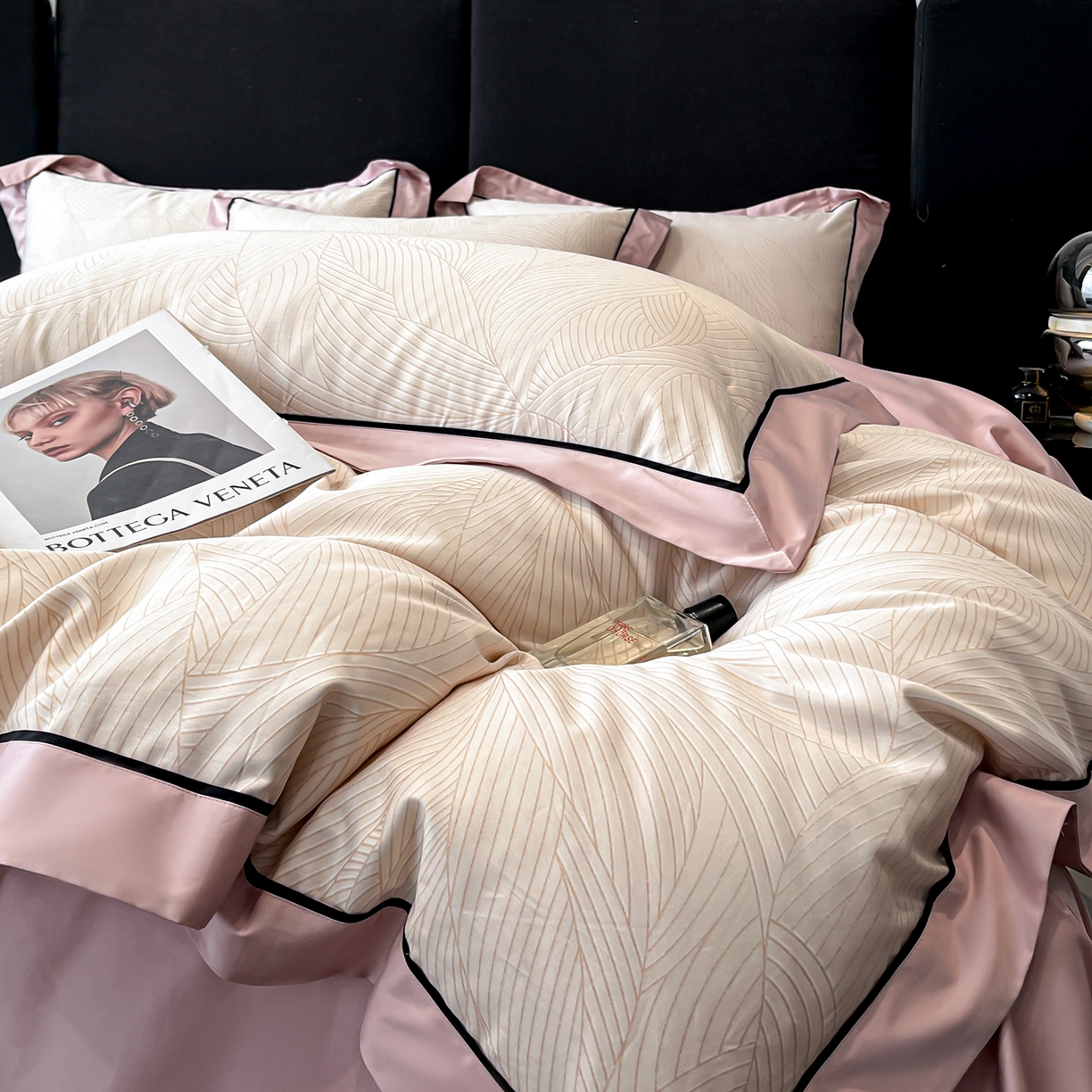 91家纺网 家纺一手货源 找家纺 置顶家纺 2026新款亲肤数码印花拼角四件套凌枫 凌枫-浅豆沙