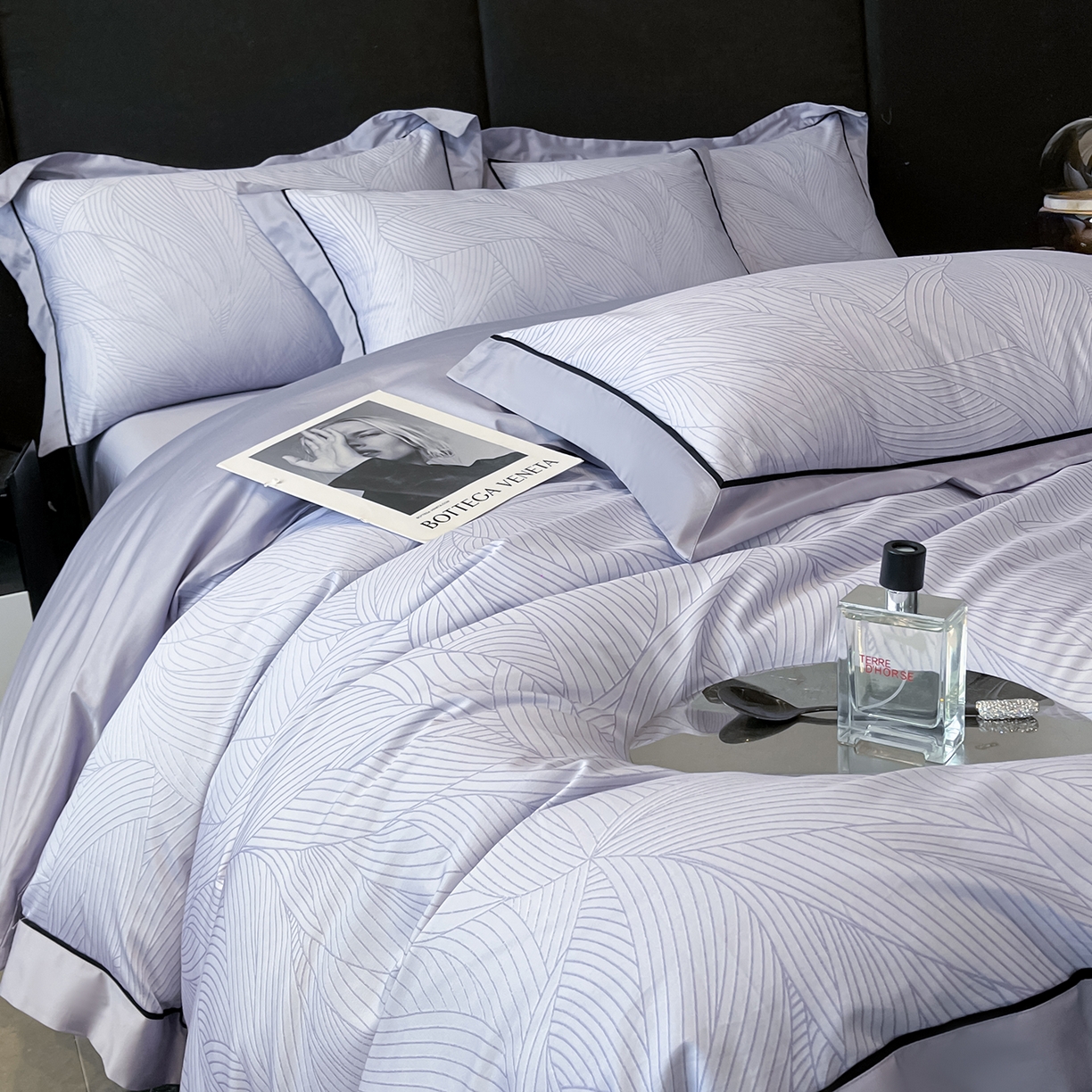 91家纺网 家纺一手货源 找家纺 置顶家纺 2026新款亲肤数码印花拼角四件套凌枫 凌枫-香芋紫