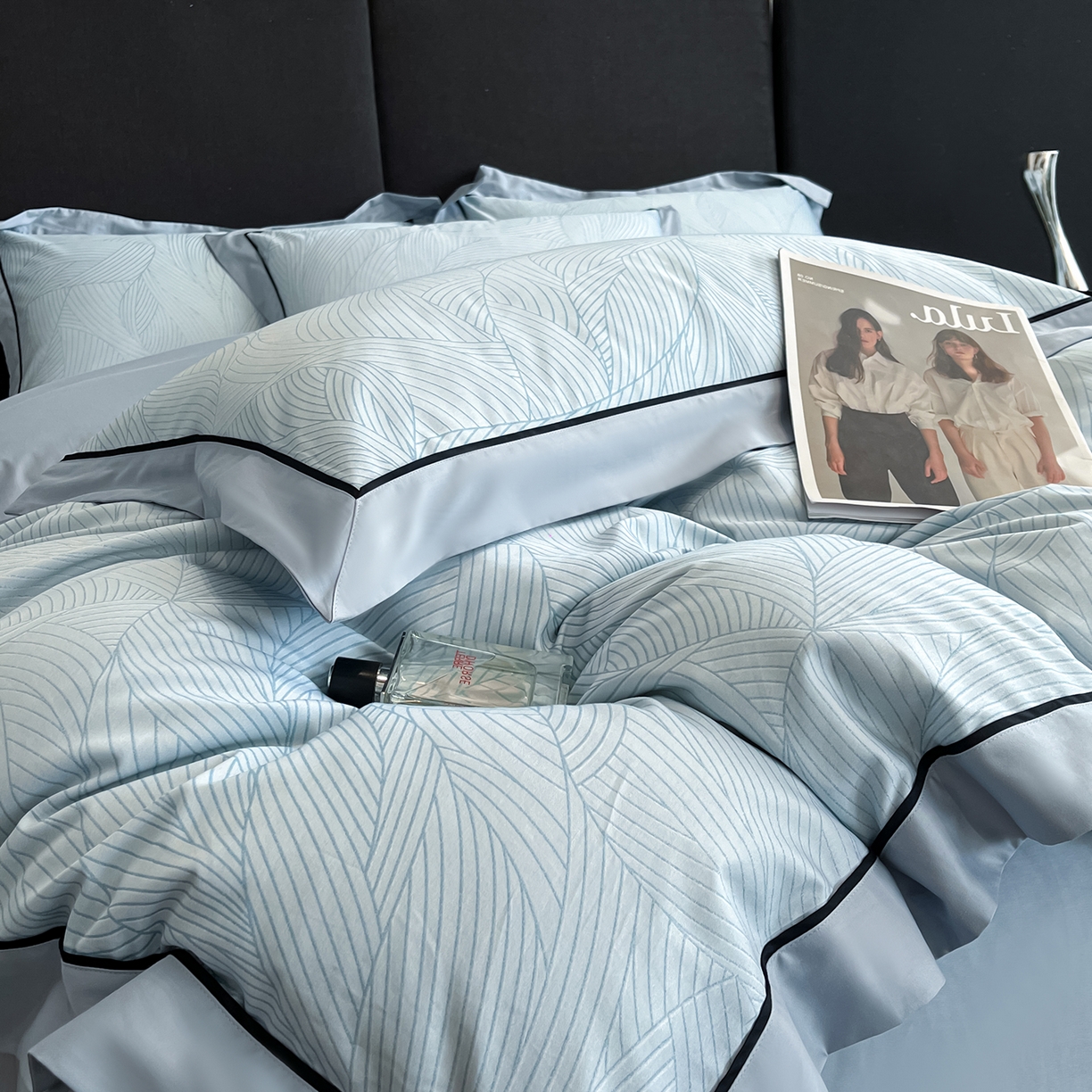 91家纺网 家纺一手货源 找家纺 置顶家纺 2026新款亲肤数码印花拼角四件套凌枫 凌枫-天蓝