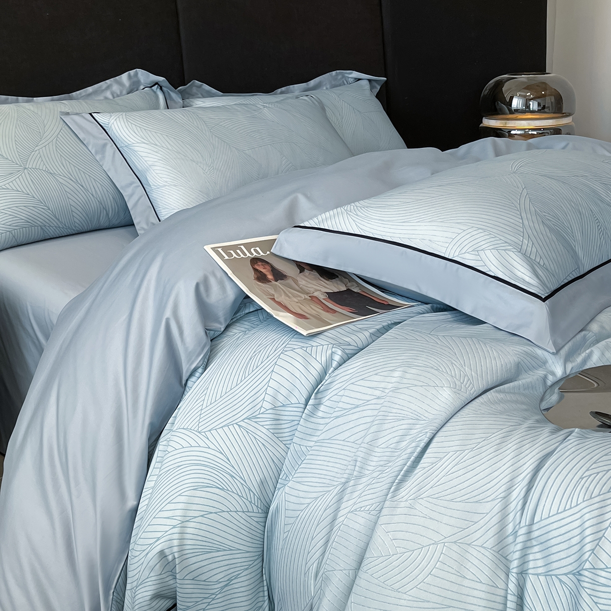 91家纺网 家纺一手货源 找家纺 置顶家纺 2026新款亲肤数码印花拼角四件套凌枫 凌枫-天蓝