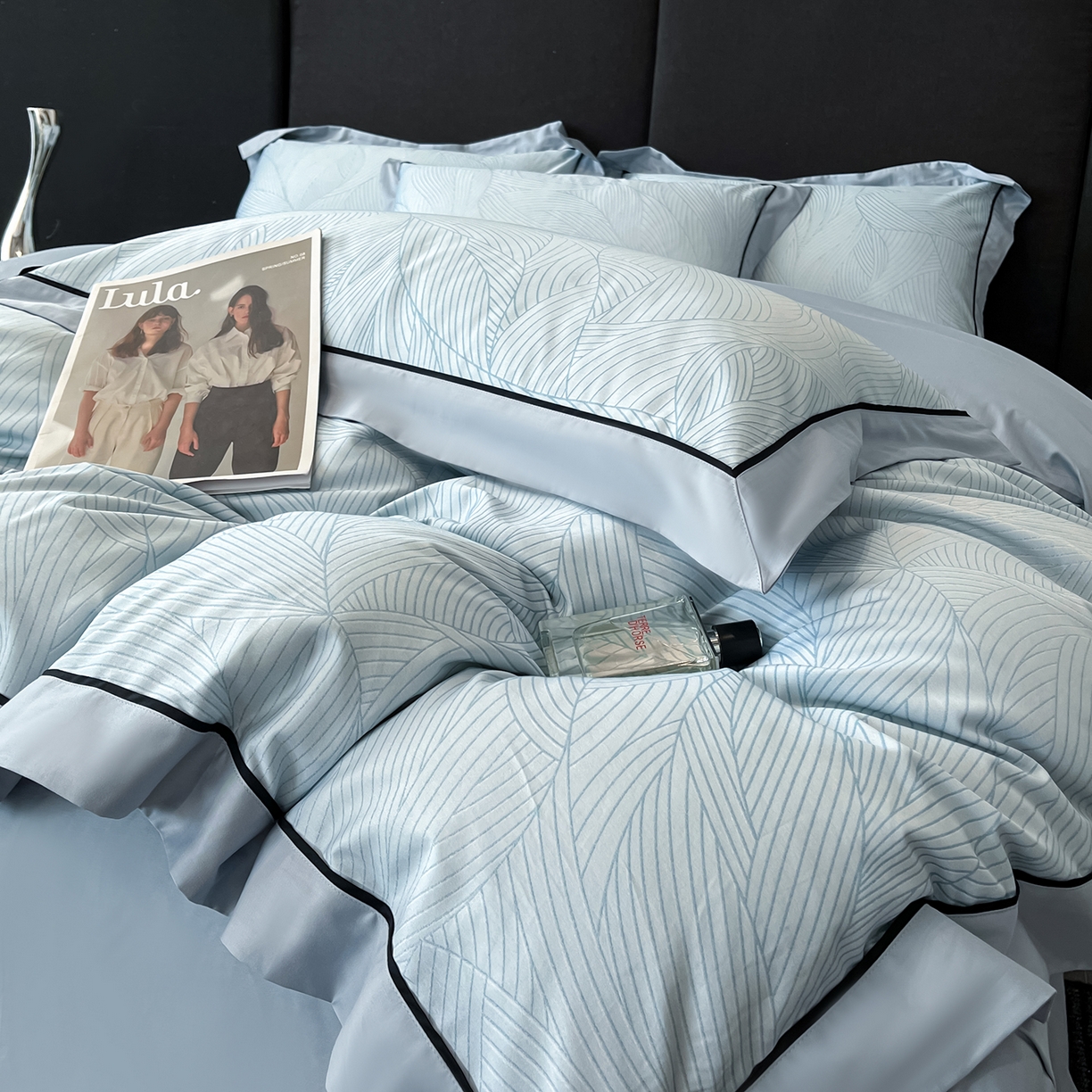 91家纺网 家纺一手货源 找家纺 置顶家纺 2026新款亲肤数码印花拼角四件套凌枫 凌枫-天蓝