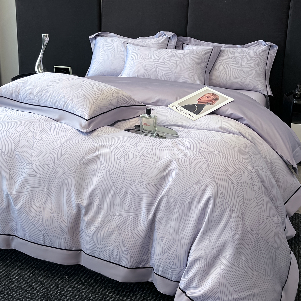 91家纺网 家纺一手货源 找家纺 置顶家纺 2026新款亲肤数码印花拼角四件套凌枫 凌枫-香芋紫