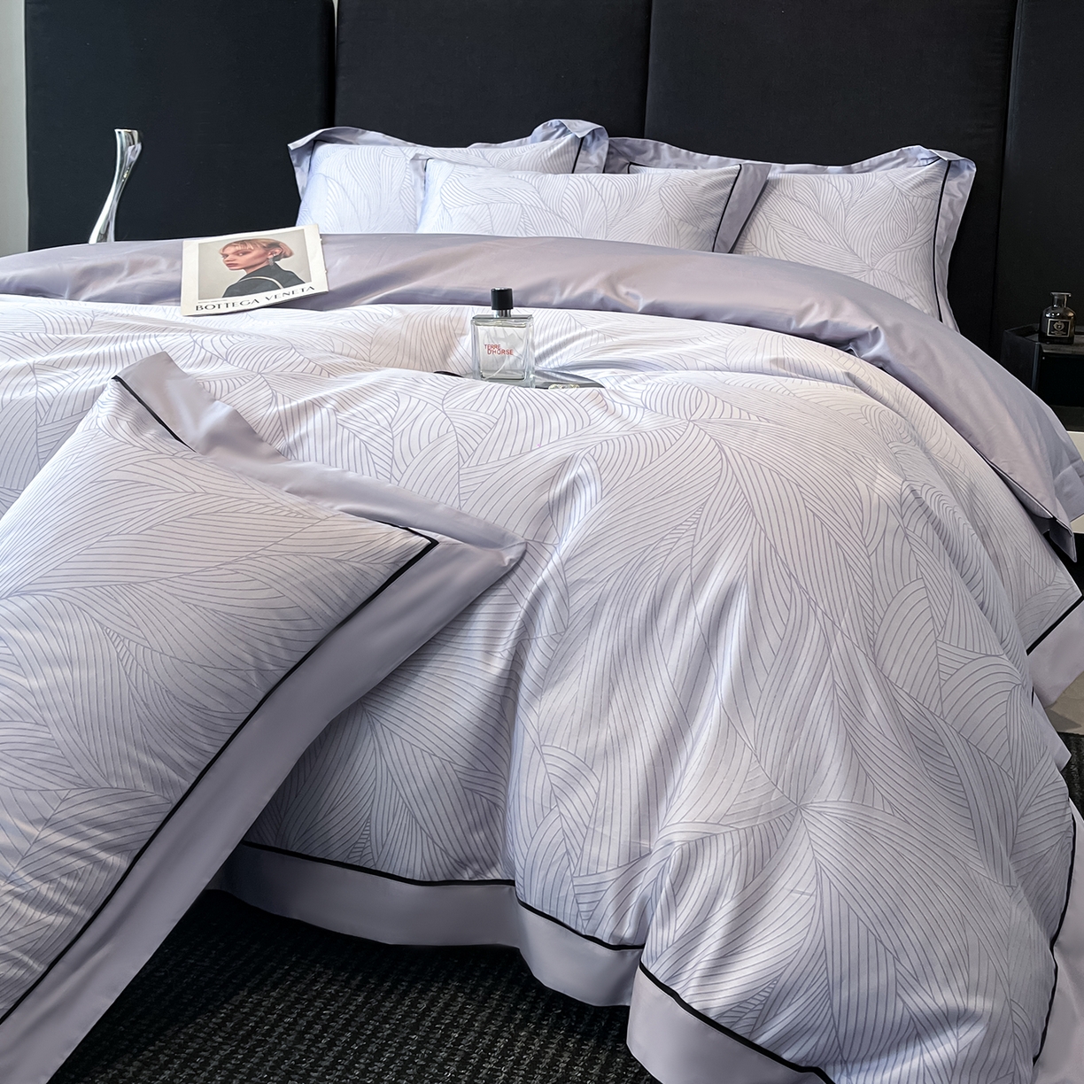 91家纺网 家纺一手货源 找家纺 置顶家纺 2026新款亲肤数码印花拼角四件套凌枫 凌枫-香芋紫