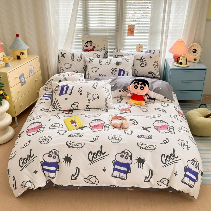 曼之夏 2026新款全棉卡通印花四件套系列-蜡笔小新 音乐小新